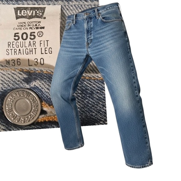 Levi's Other - VTG Levis 505 Jeans Men's 34X30 Y2K Light Wash Denim MADE‎ IN USA